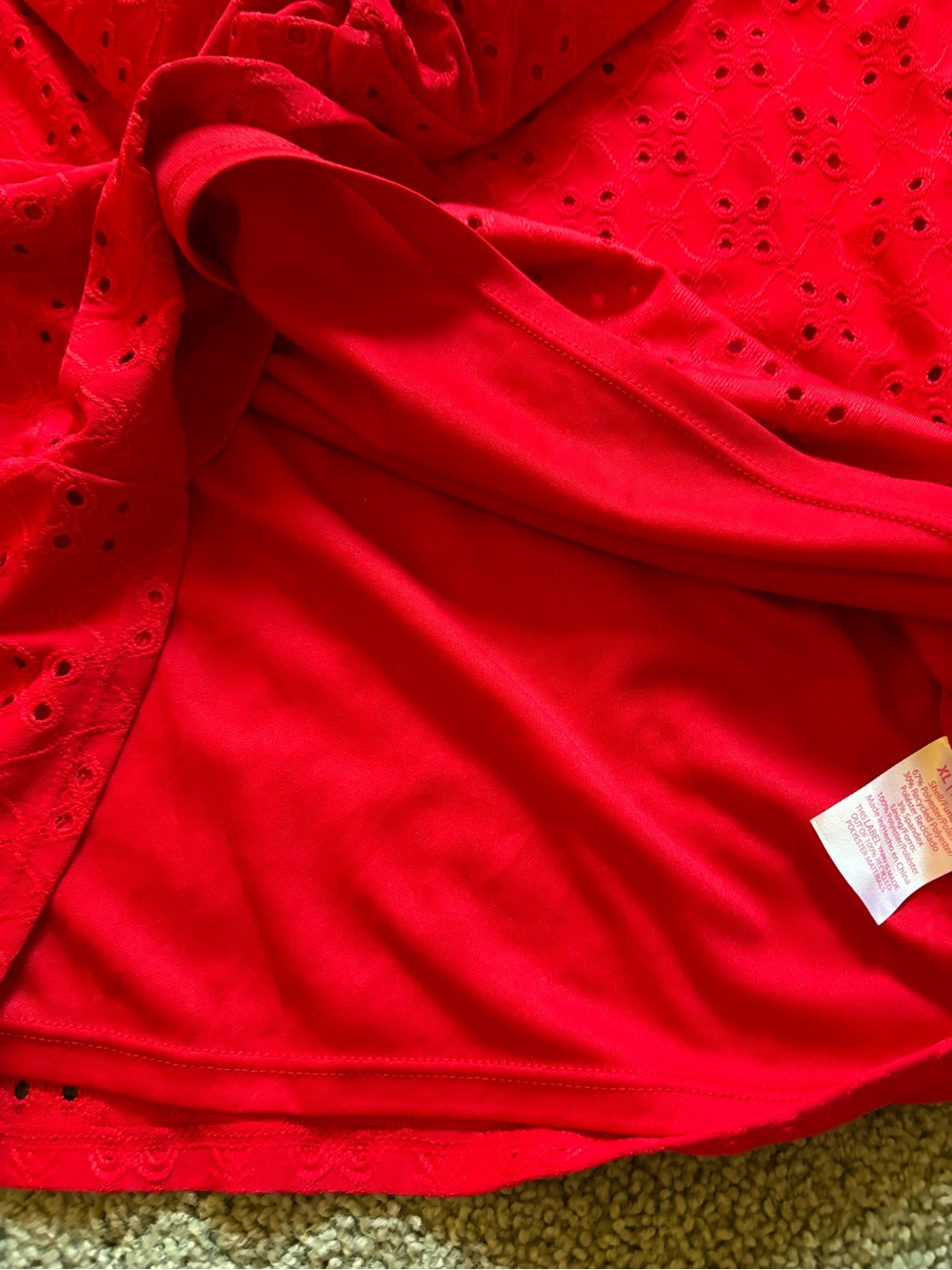 No Boundaries Red Eyelet Dress Sleeveless Juniors Size XL (15-17) NWT Stretch - Picture 8 of 10